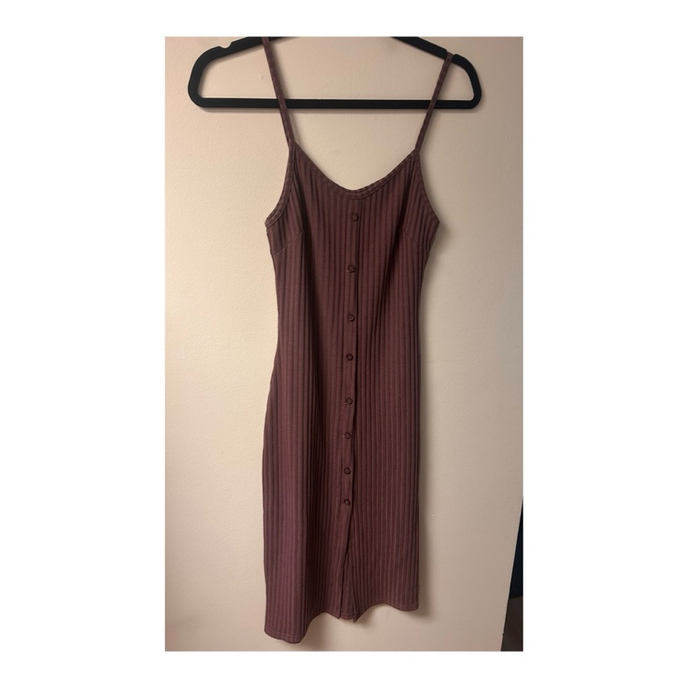 Plum / Mauve Button-Down Mid Dress